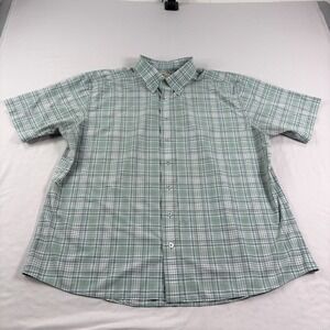 Genteal‎ Shirt Mens XL Green Plaid Performance Button Up Short Sleeve Stretch